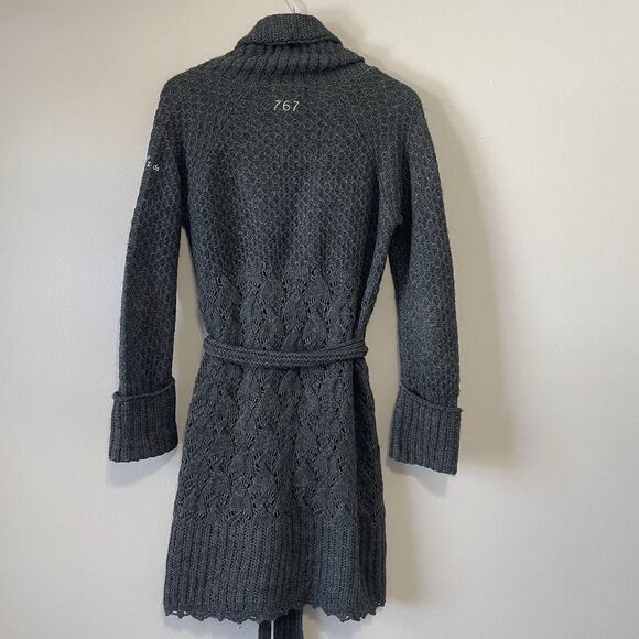 Odd Molly Sweaters - Odd Molly Long Cardigan Sweater S (1)  Gray Wool Alpaca Blend 767 Tie Waist